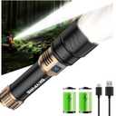 SKYFIRE Rechargeable Flashlight High Lumens,Super Bright Flashlight,Zoomable,Four Modes,Waterproof LED Flash Light for Camping Essentials,Outdoor and Home Emergencies-8000mAh