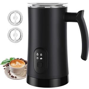 MUMAO Milk Frother, 4-in-1 Electric Milk Steamer, 350ml/11.8oz Automatic Frother Machine for Coffee, Warm and Cold Foam, Temperature Control for Latte, Cappuccino, Hot Chocolate (Black)