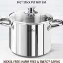 HOMICHEF 14-Piece Nickel Free Stainless Steel Cookware Set - Nickel Free Pots and Pans Set - Non-Toxic, Healthy Induction Cookware, 14 PCS - 4MM Thick 3-PLY Base