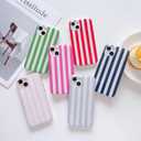 Compatible with iPhone 13/14 CaseCute Aesthetic Striped Soft TPU Shockproof Phone Case for Women Girl-Navy Blue