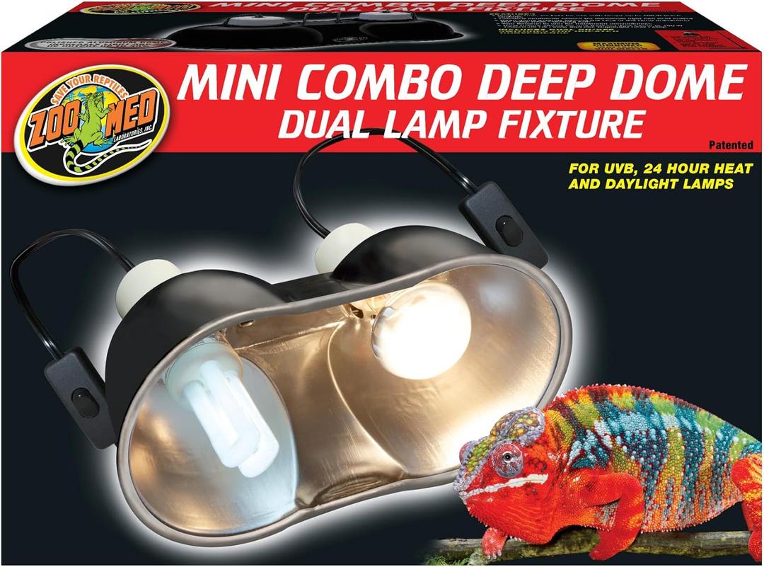 Zoo Med Combo Mini Deep Dome Clamp Lamp Fixture 2 x 5-1/2 Inch Deep Domes