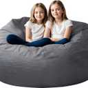Bean Bag Chair for Adults, 4FT High-Rebound Memory Foam Bean Bag Sofa with Removable Cover, Oversized Bean Bag Couch for Gaming, Reading, and Relaxation, Grey