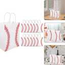 2 x STOBOK 12Pcs Baseball Party Favor Bags White Paper Bags with Handles for Sports Themed Birthday Party, Team Celebrations, Baby Shower, Snacks, Gifts, and Treats Storage