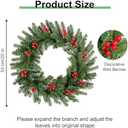 Uten 20 inch Christmas Wreath for Front Door, Winter Wreath Xmas Artificial Decorations with PVC/PE Berries Cones for Indoor Outdoor Garden Gate Home Winter Holiday New Year (Green Red Berries)