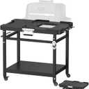 Grill Stand for Ninja Woodfire Grill Series, Universal Foldable Grill Cart for Ninja OG700 OG800 OG900 Series and OO101 Woodfire Pizza Oven, Ninja XSKUNSTAND Outdoor with 4 Wheels Tissue Holder