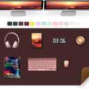 Large PU Leather Desk Pad, 47.2" x 17" Non-Slip Mat for Desktop, Office & Computer, Waterproof Blotter Pad, Keyboard Mat for Home & Office (Brown Coffee)