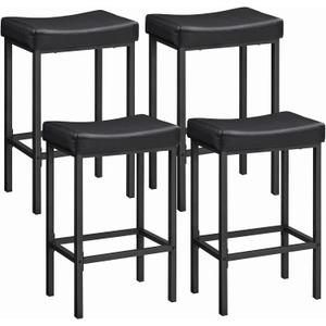 HOOBRO Bar Stools,Set of 4 Bar Chairs, Counter Height Stools, Saddle Barstools, Set of 4 Kitchen Stools, 24.8 Inches Barstools, 2.4" Thick Upholstery, for Kitchen, Dining Room, Black BB10BYP401