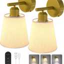 Wireless Wall Sconces Set of 2, 6000mAh Battery Operated Wall Sconce with 3 Color Temperature Bulb and Remote, Dimmable Magnetic Wall Sconce for Bedroom, Living Room, Dinning Room