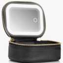 Small Makeup Bag with Led Mirror, Mini Travel Make up Bag 3 Light Modes Adjustable Brightness, for Women Organizer Cosmetic Bag, Portable Travel Train Toiletry Bag, for Pool Parties Work Touch-Ups