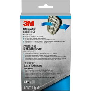3M Performance Organic Vapor Replacement Cartridges, 1 Pair, Use With Any 3M Bayonet Mount Respirator, For Vapors From Certain Paint Spraying, Adhesives, Sealants, Solvents & Pesticides (6001P1-DC)