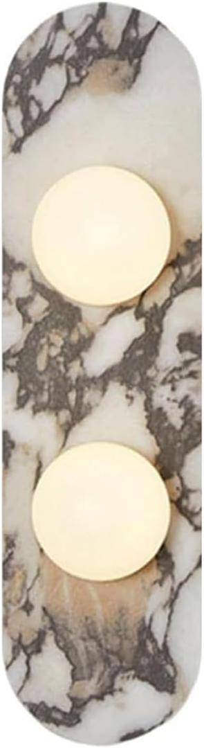 Natural Marble Wall Sconces, 2-Light Alabaster Wall Light, Hardwired Wall Light Fixtures, Modern Wall Mount Wall Lights for Dining Room Stairs Bedroom (Medium)