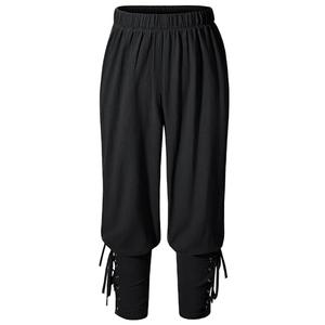 Kids Renaissance Ankle Banded Pirate Pants Medieval Viking Lace Up Tapered Trousers Halloween Costume 8-10 Years Black Large