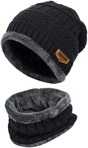2-Pieces Hat and Scarf Set Winter Beanie Black