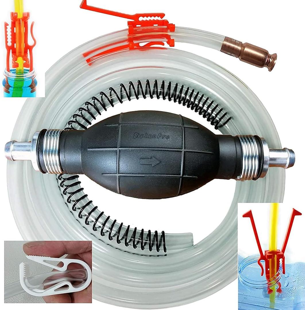 GasTapper Deluxe Siphon Pump for Gas, Diesel & Water - 8' Hose, 4 Gls/Min