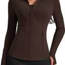 Workout Jackets Lightweight Athletic Zip Up Jacket Slim Fit Running Gym Top with Pockets & Thumb Holes,S