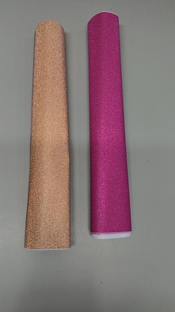 HGUAN Solid Color Glitter Faux Leather Rolls 12"X53"(30cmX135cm),Faux Leather Sheets Very Suitable for Making Crafts, Leather Earrings, Bows,Sewing, Pack of 2: Pink, Beige