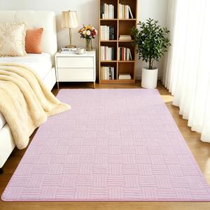 4x6 Pink Washable Shag Area Rug for Girls Bedroom, Modern Geometric Non Slip Living Room Rugs, Fluffy Soft Thick Carpet for Kids Room, Dorm, Office, Bedside, Entryway and Home Decor