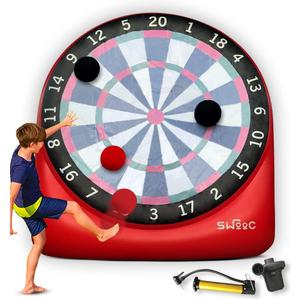 SWOOC Games - Premium Inflatable Giant Kick Darts (15+ Ways to Play) - Jumbo Soccer Dartboard w/Air Pump - Big Carnival Games - Giant Outdoor Games - Oversized Dart Board Yard & Lawn Game Kids & Adult