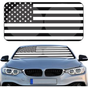 Windshield Sun Shade Foldable Car Front Window Covers for Car Accessories Sun Heat UV Rays Visor Protector Protection for Universal Cars SUV Truck (Flag)
