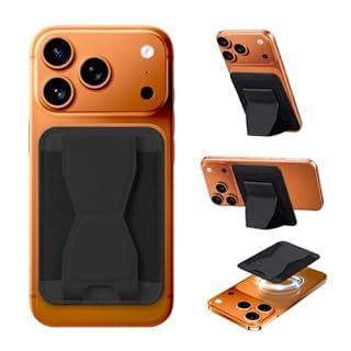 Volcn For MagSafe Wallet with Adjustable Stand Grip,5 Card Elasticity Holder Stronger Magnetic Slim Wallet for iPhone Air 17/16/15/14/13/12 Pro (Black)