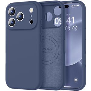 Vooii Magnetic for iPhone 17 Pro Max Case, Compatible with Magsafe (Premium Liquid Silicone) (Integrated Camera Control Button) Full Body Protective Anti-Scratch Microfiber Lining 6.9 inch, Navy Blue