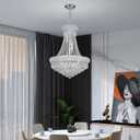 Chrome Crystal Chandeliers for Dining Room，12-Lights D22 Inch