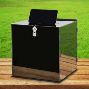 Black Acrylic Wedding Card Box DIY Card Boxes Gift Card Box Money Box Holder for Wedding Reception Anniversary Birthday Party Baby Shower Graduation Decorations (10 x 10 x 10 Inch)