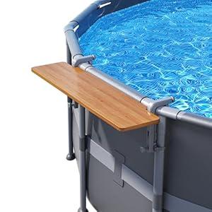 POOLHACKER Poolside Bar, Swim Up Bar Exclusively for Above-Ground Round Pools. Patio Poolside Table Smart Fold Easy Maintenance, Weather Resistant Stable Tabletop (Cedar Brown-Nordic Pine)