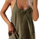 UNIANKIYA Womens Workout Romper Dress with Shorts Underneath Sleeveless Spaghetti Straps Athletic Outfits Casual Vacation (Medium, Army Green)
