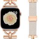 Wearlizer Braided Magnetic Band Compatible with Apple Watch Bands 38/40/41/44mm Women Men, Designer D-Shape Stretchy Elastic Nylon Strap for iWatch Series 11 10 9 8 7 6 5 4 SE/Ultra 3 2 1