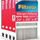 Filtrete 20x25x4 Air Filter MERV 11, MPR 1000 Micro Allergen Defense 4-Pack, Fits Honeywell & AprilAire, AC Furnace HVAC Filters for Home, Pleated Electrostatic (Actual Size 19.88 x 24.63 x 4.31 in)