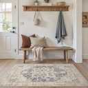 Tortania Area Rug Living Room Rugs - 3x5 Washable Rug Vintage Oriental Distressed Farmhouse Small Thin Indoor Carpet for Living Room Bedroom Under Dining Table Home Office - Cream Blue