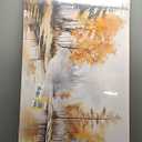 WENGTIAO Large Wall Art for Living Room Framed Lakeside Forest Canvas Wall Painting Pictures Orange Watercolour Landscape Art Prints Artwork Wall Decor for Bedroom Office Room Decoration Hang 60X120cm