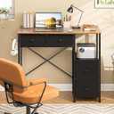 Small Computer Desk for Home Office, Compact Study Desks for Small Spaces, Kids Desk Study for Bedroom, Rustic Brown