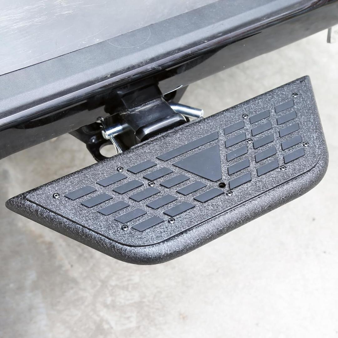 Universal Hitch Steps for Pickup Truck - Anti-Slip Solid Trailer Hitch Step for 2 Inch Receiver Hitch Accessories Rear Bumper Guard Protector for Car SUV ATV Upgraded Textured Black with Pin Lock