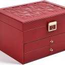 Greenfeather Jewelry Boxes for Women, Jewelry Organizer Box with Lid 3 Layers for Necklaces Rings Earrings and Bracelets Box to Store Jewelry Red Ideal Gifts