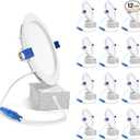 SAATLY 12 Pack 6 Inch Ultra-Thin LED Recessed Ceiling Light with Junction Box, 3000K Warm White Dimmable, 13W 110W Eqv, 850lm High Brightness - ETL and Energy Star Certified