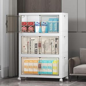 Stackable Storage Bins with Lid, 156QT Plastic Cabinet with Wheels | Large Capacity, Magnetic Door, Stack Lock, Rolling Wheels, Foldable Design, Organizers and Storage for Bedroom Dorm Garage