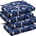 downluxe Outdoor Chair Cushions Set of 4 for Patio Furniture, Water-Resistant Patio Chair Cushions with Ties, High Density Foam Outdoor Seat Cushion, 17" X 16" X 2", Blue Carp