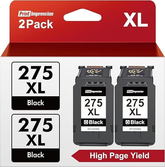 PG-275XL 275XL Compatible for Canon PG-275 Black Ink Cartridge High Yield 275 XL PG-275 Black PG-275 XL for Canon PIXMA TS3500 TS3522 TS3520 TS3720 TS3722 TR4700 TR4720 TR4722 TR4723(2 Black)