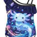 Yzaoxia Girls Swimsuits One Piece Bathing Suit Sleeveless Gymnastics Swimwear for Kids  9-10 Years