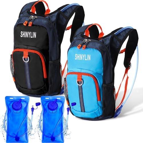 Shinylin 2 Pcs Kids Hydration Backpack with 1.5l Water Bladder Lightweight Kids Hiking Backpack Water Rucksack for Boys Girls Climbing Running