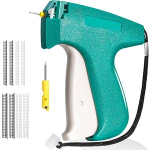 Stitch Gun for Clothes, Micro Tagging Gun for Clothing, Handheld Tag Gun Quick Stitch Sewing Gun, Quick Clothing Fixer Includes 2 Needles, 4.4mm 480 Pcs and 5.4mm 480 Pcs Black White Fasteners (Emerald Green)