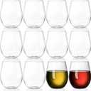 Tebery 12 Pack Unbreakable Plastic Glasses Stemless, 20 Oz Heavy Duty Clear Drinking Glasses Cups, Disposable & Reusable for Champagne, Dessert, Food Samples, Catering, Weddings