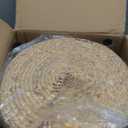 Cpintltr Round Ottoman Natural Seagrass Footstool Hand Weave Water Hyacinth Poufs Eco Friendly Sofa Foot Stool Soft Step Stool Padded Foot Rest with Pine Legs for Living Room (Natural)