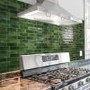 Art3d 10-Sheet Kitchen Backsplash Tiles Peel and Stick, Self Adhesive Wall Tile Sticker for Kitchen Island Bathroom Laundry Room RV Renter 12" x 12" - Jade Green