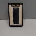 4 Jet Flame Torch Cigar Lighter - Refillable Butane, Windproof With Punch & Holder - Gift for Men Women (Blue Black, Without Gas)