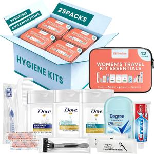 Bulk Hygiene Kits for Women Premium Name Brand Outreach Supplies (25 Pack)