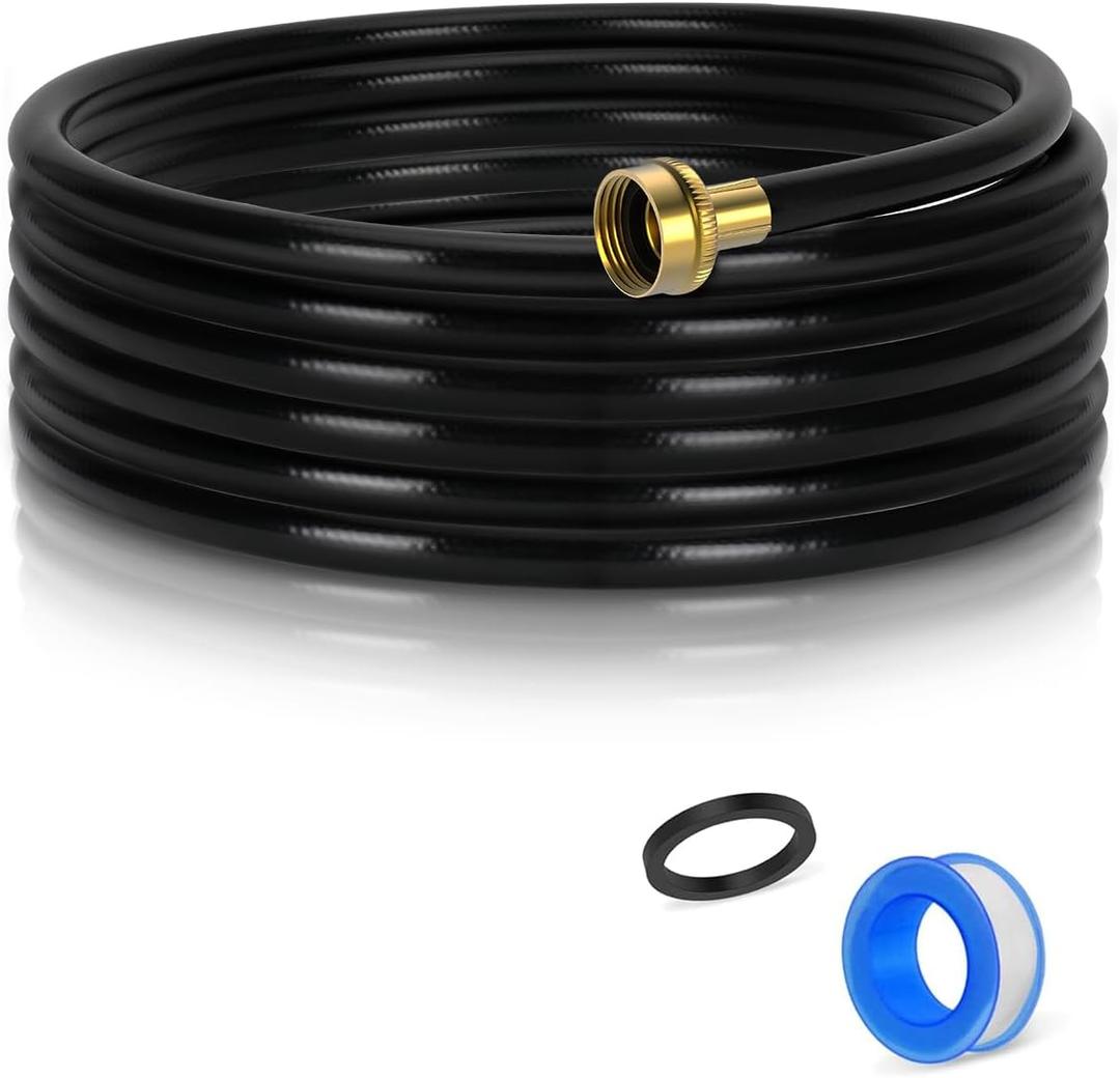 20FT Dehumidifier Drain Hose with 3/4 Inch FHT Connector, featuring Rust-Resistant Brass Fittings for Leak-Proof Connection, Perfectly Compatible with Most Dehumidifier Brands(7 Length Options) (Black)