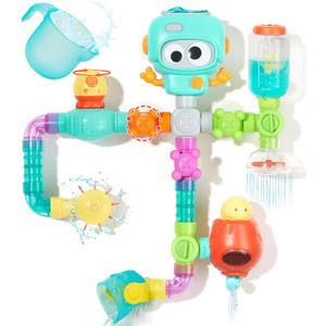 STEM Building Bath Toys for Kids Ages 3-8 | DIY Water Pipe Assembly Kit with Suction Cups | Educational Bathtub Toys for Toddlers 3+ | Creative Tub Time Birthday Gifts for Boys & Girls